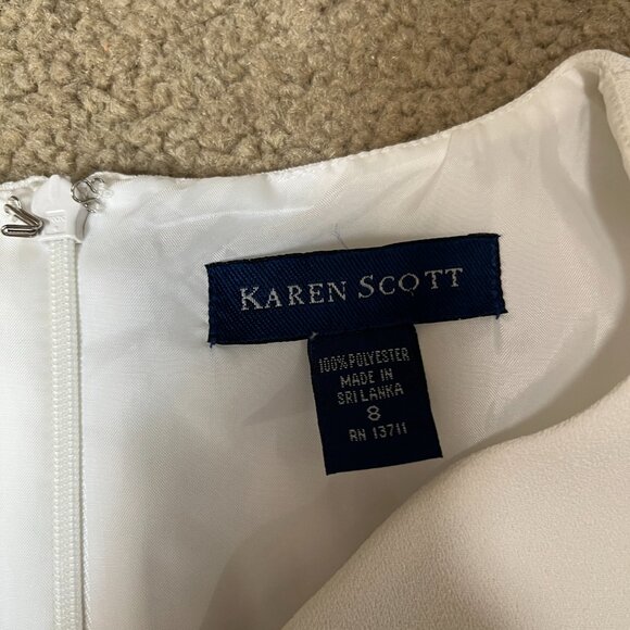 Karen Scott White Sheath Dress | Sleeveless V-Neck | Size 8 - Picture 3 of 3